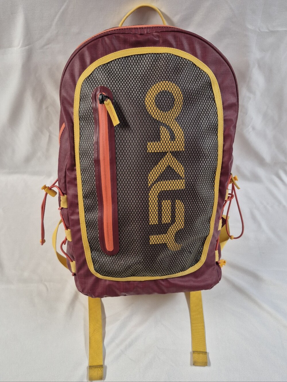 Oakley 90s Backpack Sundried Tomato Maroon Yellow Retro Mesh Daypack Tech Pack